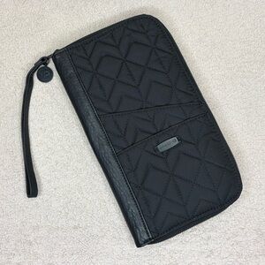 Pistil Quilted Nylon Wallet Wristlet Organizer Purse Black Classic Travel Boho